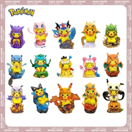 12cm Pokemon Anime Figures Pikachu Cosplay Gengar Charizard Bulbasaur Psyduck Kawaii Figurine PVC Statue Model Kids Xmas Gifts 1