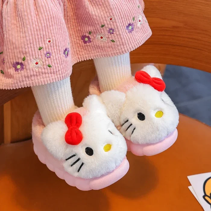 Cute Pikachu Autumn/Winter Cotton Slippers Cover Heel Cute Cartoon Flat Plush Slippers Autumn Anime Peripheral Christmas Gift 6