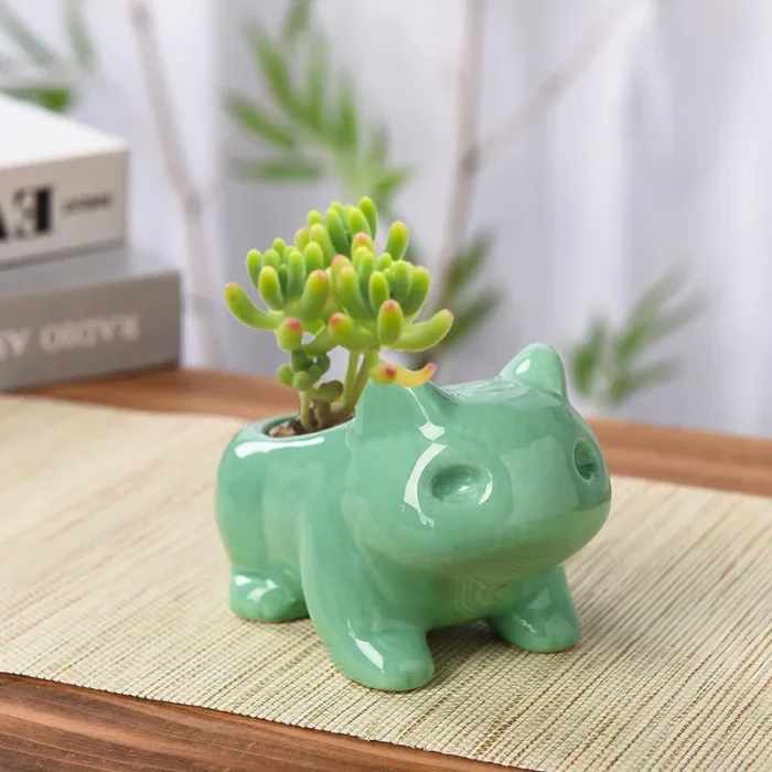 Pokemon Bulbasaur Ceramic Mini Flowerpot Cute Succulent Green Plants Flower Pot with Hole Home Garden Decoration Planters Gift 3