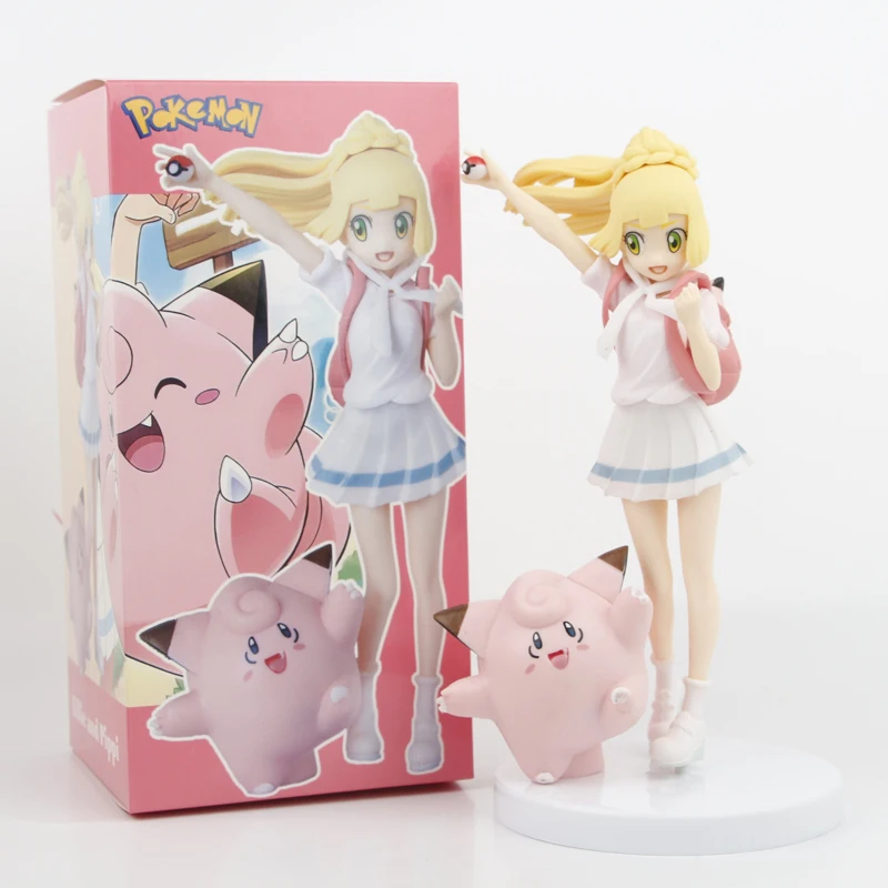 Pokemon Lillie with Clefairy Anime Action Figure Toys 19CM 1
