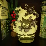 Pokemon Gengar Haunter Gastly 3D Lamp Anime LED Night Light USB Color Changing Luminaria Illusion Sleeping Table Lamps Kids Gift 6