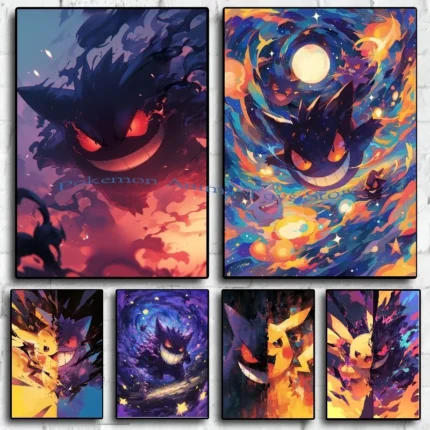 Anime Pokemon Canvas Painting Bulbasaur Charmander Squirtle Poster and Print Watercolor Wall Art Picture Home Decor Kids Gifts 1