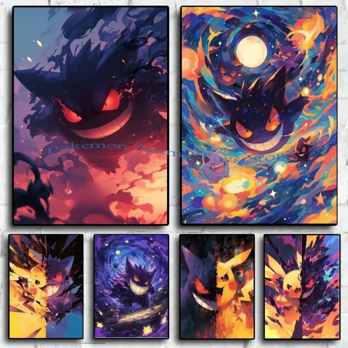 Anime Pokemon Canvas Painting Bulbasaur Charmander Squirtle Poster and Print Watercolor Wall Art Picture Home Decor Kids Gifts 1