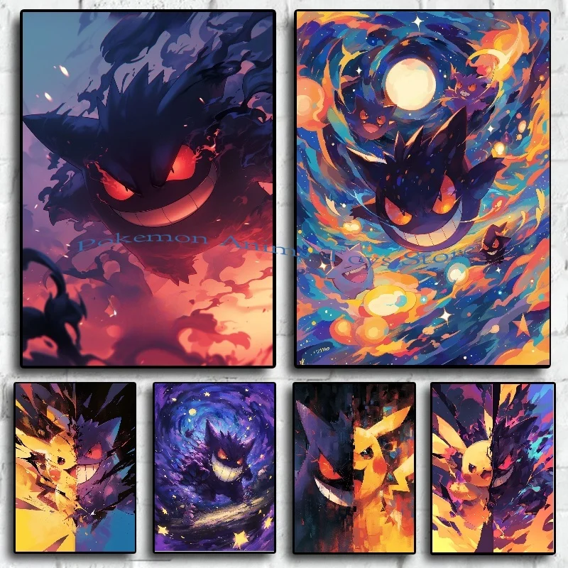 Anime Pokemon Canvas Painting Bulbasaur Charmander Squirtle Poster and Print Watercolor Wall Art Picture Home Decor Kids Gifts 1