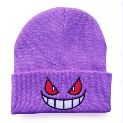 6Colors Pokemon Gengar Kawaii Cartoon Anime Cute Wool Embroidery Knitted Hat Warm Pullover Cap Gifts For Girls 1