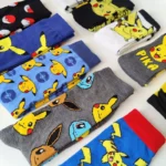 Pokemon Men's Fashion Trend Long Socks Cartoon Anime Figure Pikachu Eevee Gengar Unisex Athletic Harajuku Socks 1