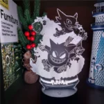 Pokemon Gengar Haunter Gastly 3D Lamp Anime LED Night Light USB Color Changing Luminaria Illusion Sleeping Table Lamps Kids Gift 5
