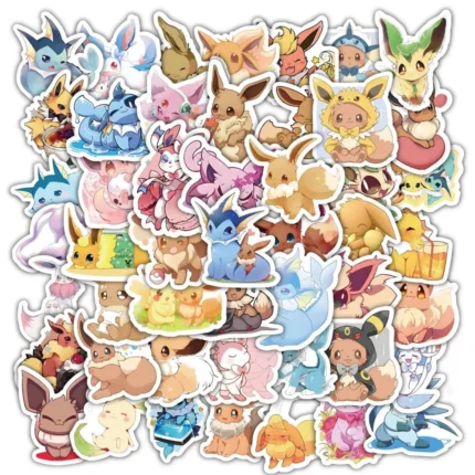 10/30/60pcs Cute Cartoon Pokemon Eevee Stickers Anime Decal Toys Graffiti Laptop Scrapbook Phone Waterproof Kawaii Sticker Gifts 1